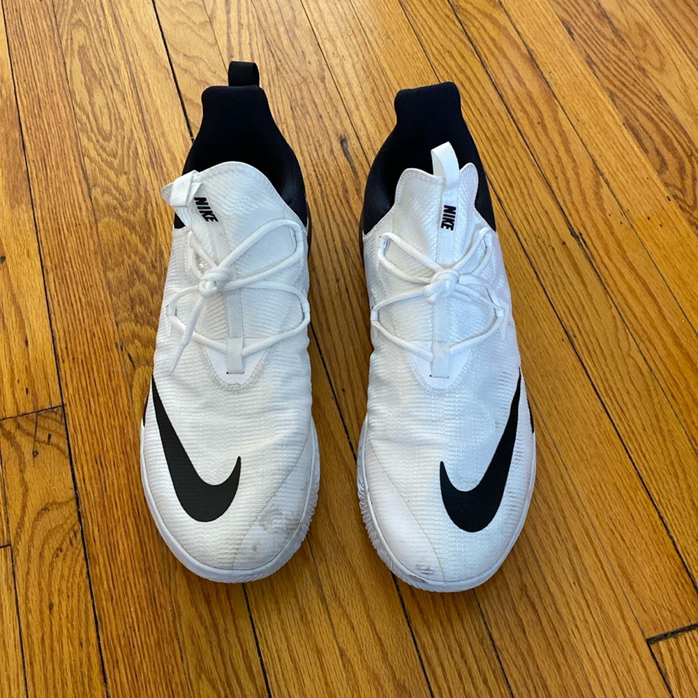 White with black logo